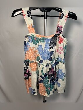 easel Floral Tank Top in Blue, Teal & Peach